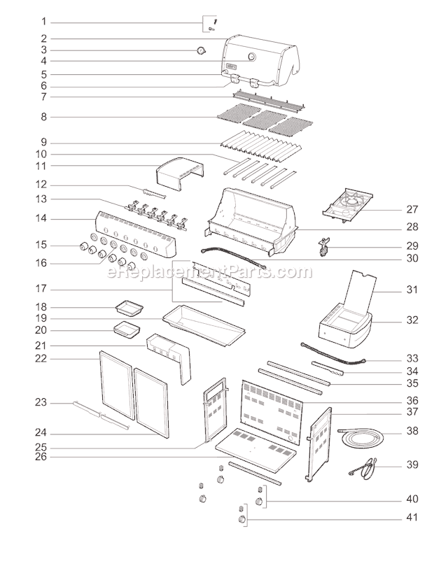 Page A Diagram and Parts List for 7421001 2010 Weber Grill