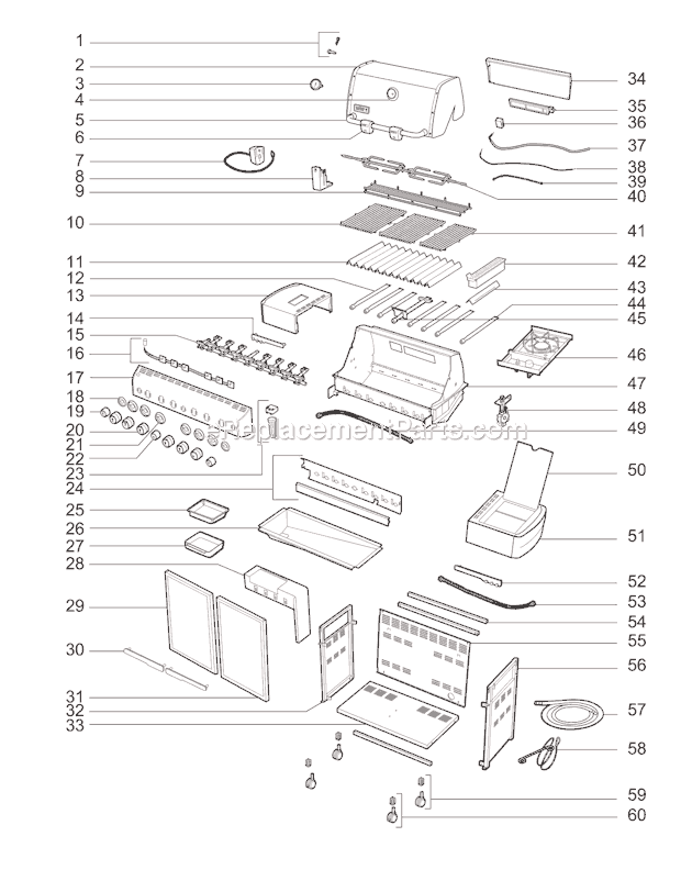 Page A Diagram and Parts List for 7470001 2010 Weber Grill