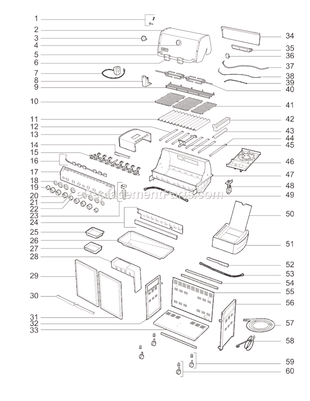 Page A Diagram and Parts List for 7471001 2010 Weber Grill