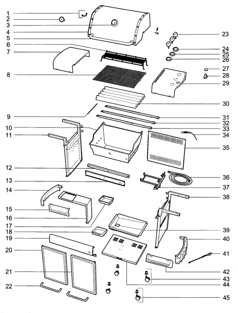Grill Parts Diagram and Parts List for E-310NG  Weber Grill
