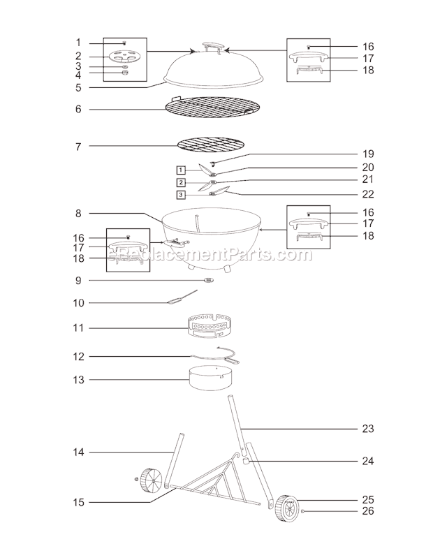 Page A Diagram and Parts List for 751001  Weber Grill
