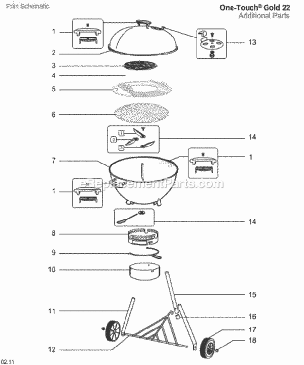 Page A Diagram and Parts List for 751501  Weber Grill
