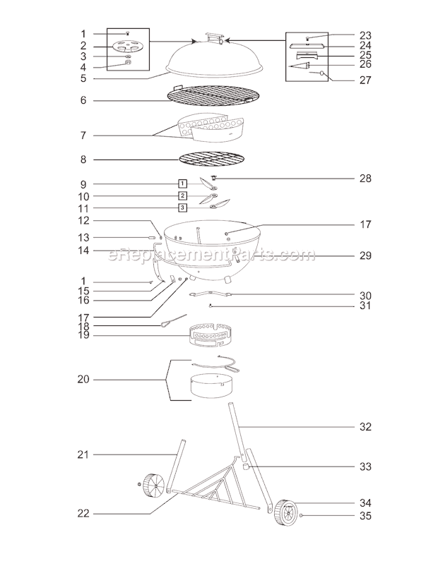 Page A Diagram and Parts List for 771001  Weber Grill