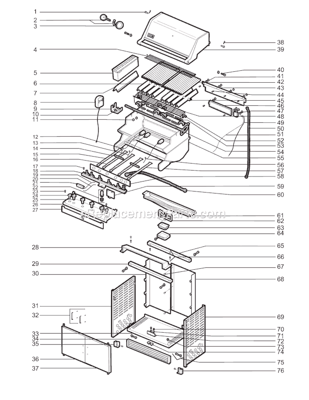 Page A Diagram and Parts List for 7740501  Weber Grill