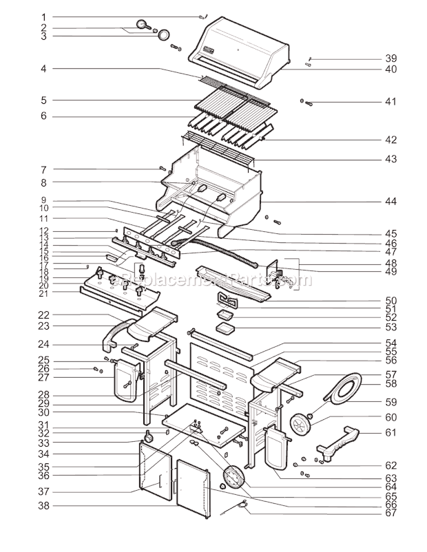 Page A Diagram and Parts List for 7810001 2005 Weber Grill
