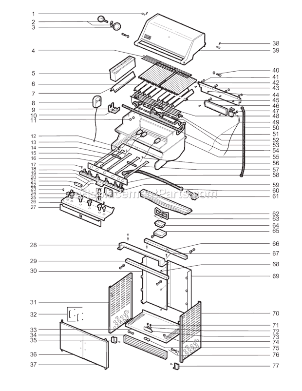 Page A Diagram and Parts List for 7840501  Weber Grill