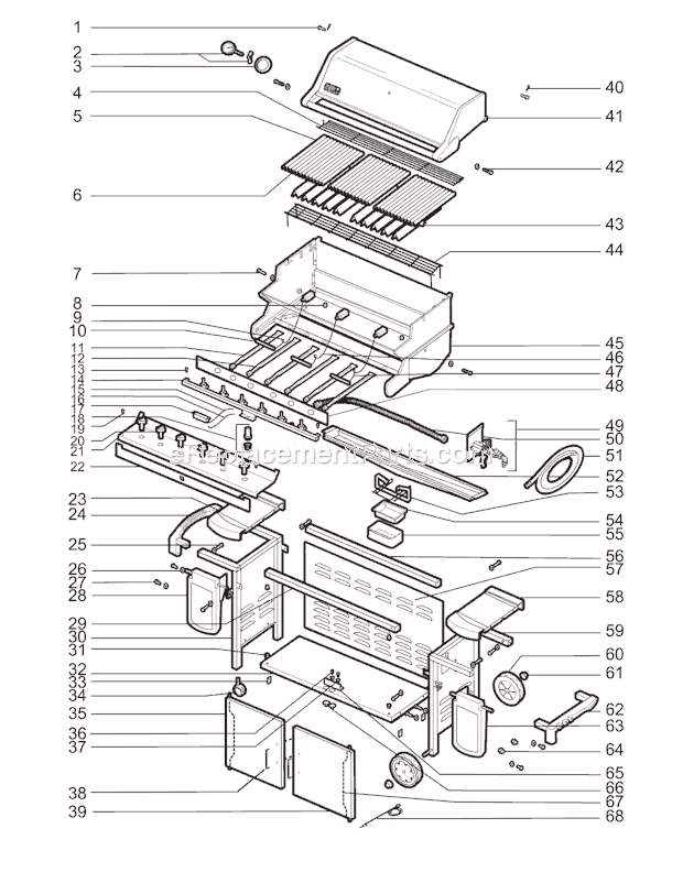 Page A Diagram and Parts List for 7860001 2005 Weber Grill