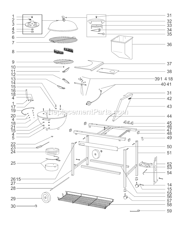 Page A Diagram and Parts List for 821004  Weber Grill