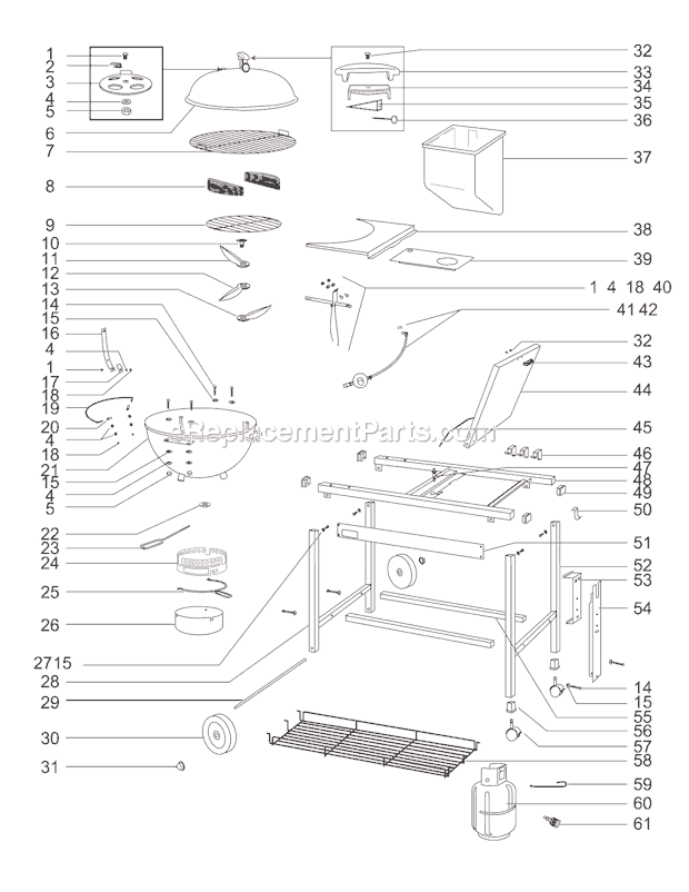 Page A Diagram and Parts List for 821020  Weber Grill