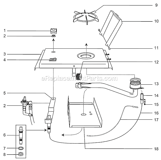 Page A Diagram and Parts List for 825  Weber Built-In Cooking