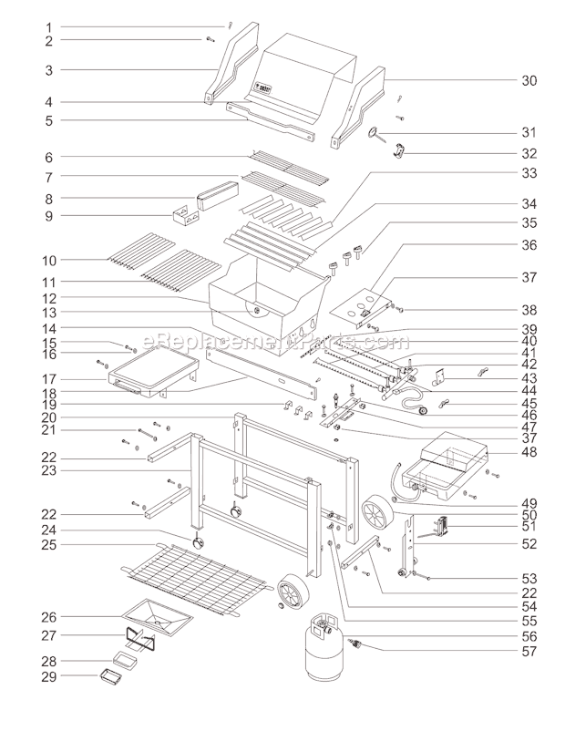 Page A Diagram and Parts List for 891001  Weber Grill