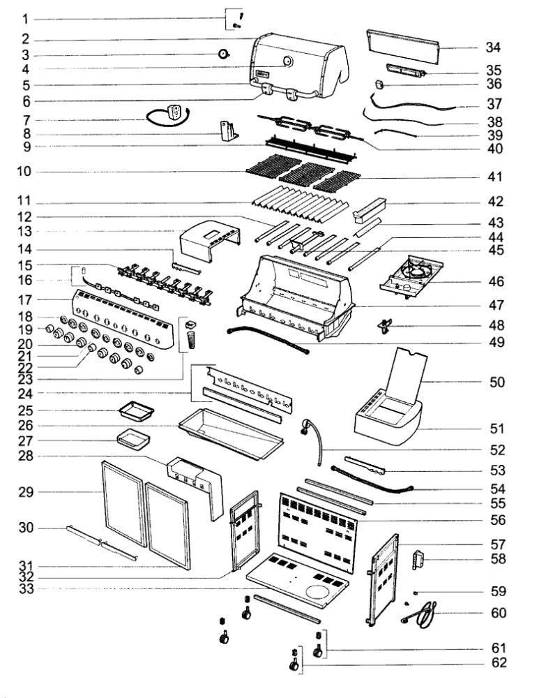 Grill Parts Diagram and Parts List for S-670 (LP)(2010) Weber Grill