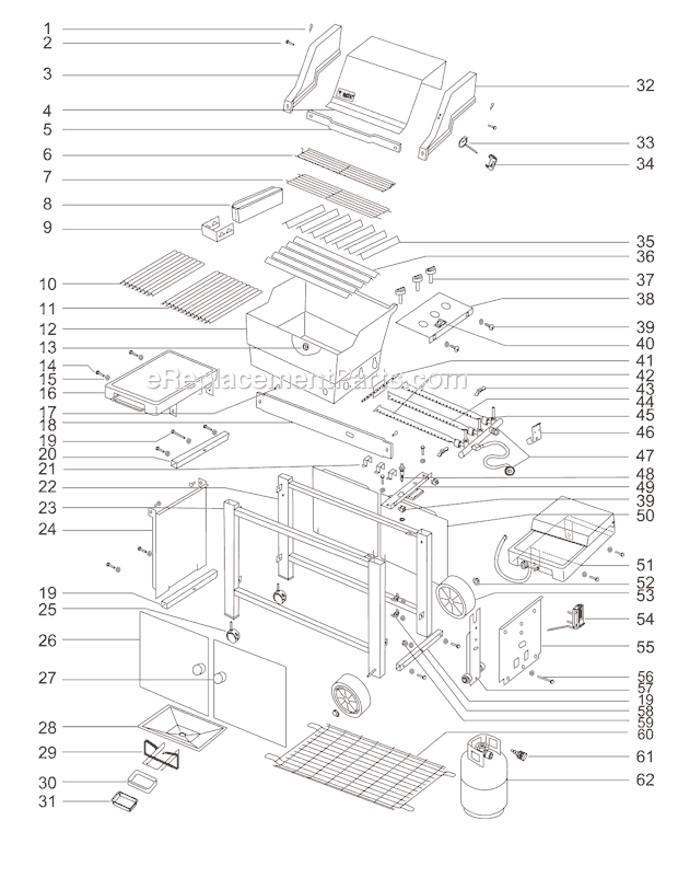 Page A Diagram and Parts List for 901601  Weber Grill