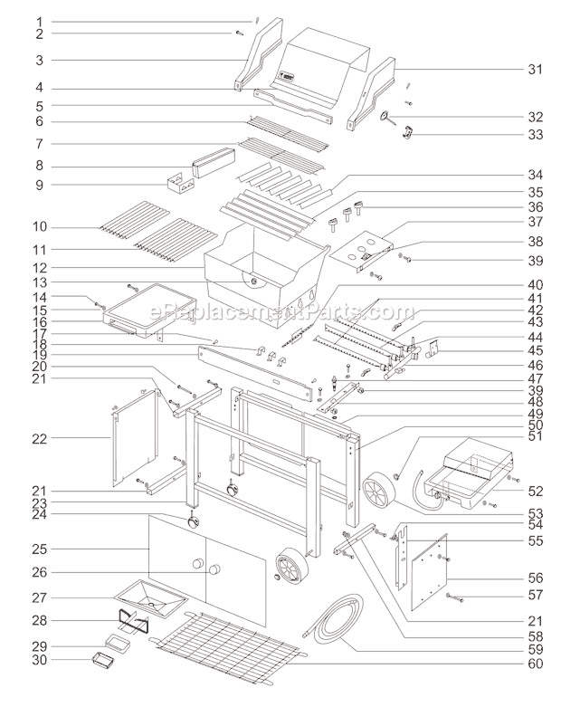 Page A Diagram and Parts List for 901602  Weber Grill