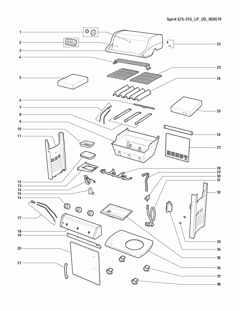 Diagram Diagram and Parts List for 46512001  Weber Grill