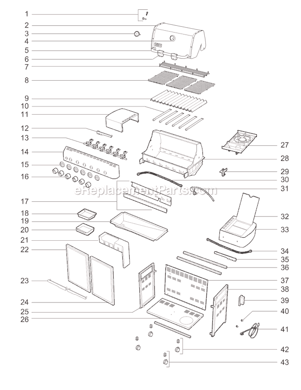 Page A Diagram and Parts List for 91751001 2010 Weber Grill
