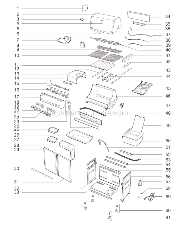 Page A Diagram and Parts List for 92740301 2010 Weber Grill