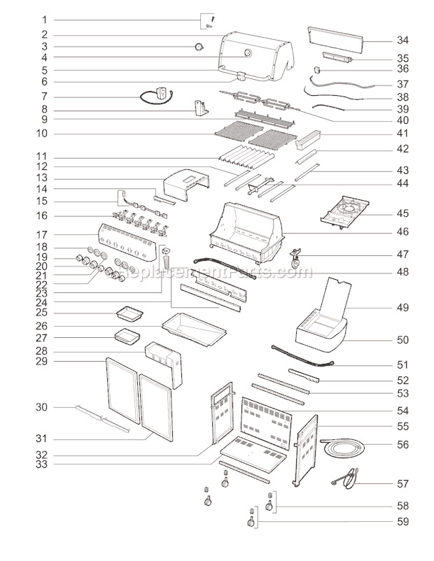 Page A Diagram and Parts List for 92840301 2010 Weber Grill