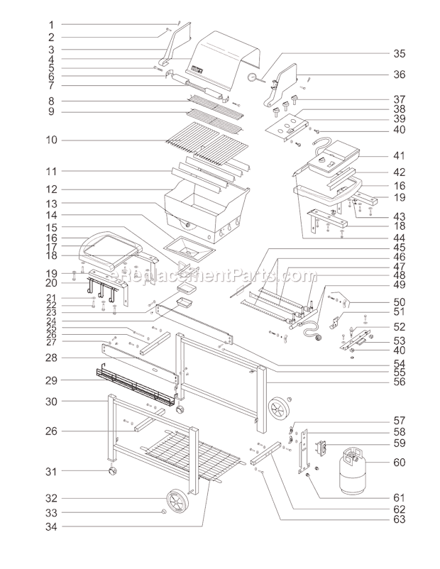 Page A Diagram and Parts List for 3261001 2000-2001 Weber Built-In Cooking