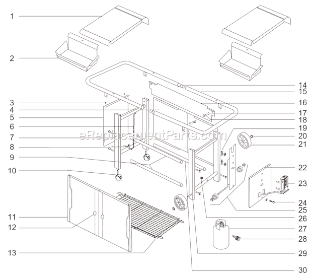 Page A Diagram and Parts List for 940101 1997 Weber Grill