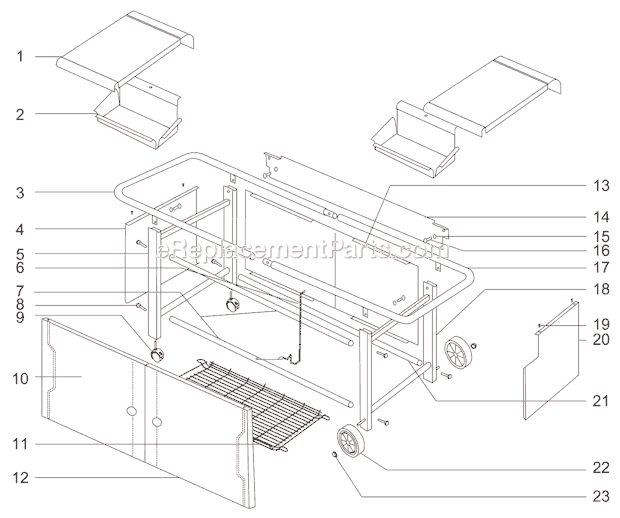 Page A Diagram and Parts List for 950102 1997 Weber Grill
