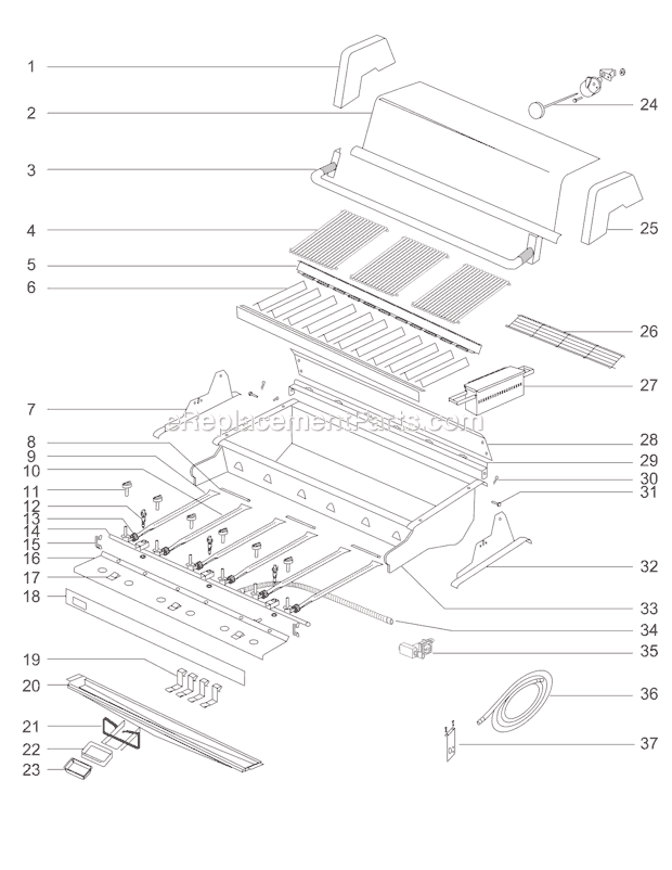 Page A Diagram and Parts List for 951002 1997 Weber Grill