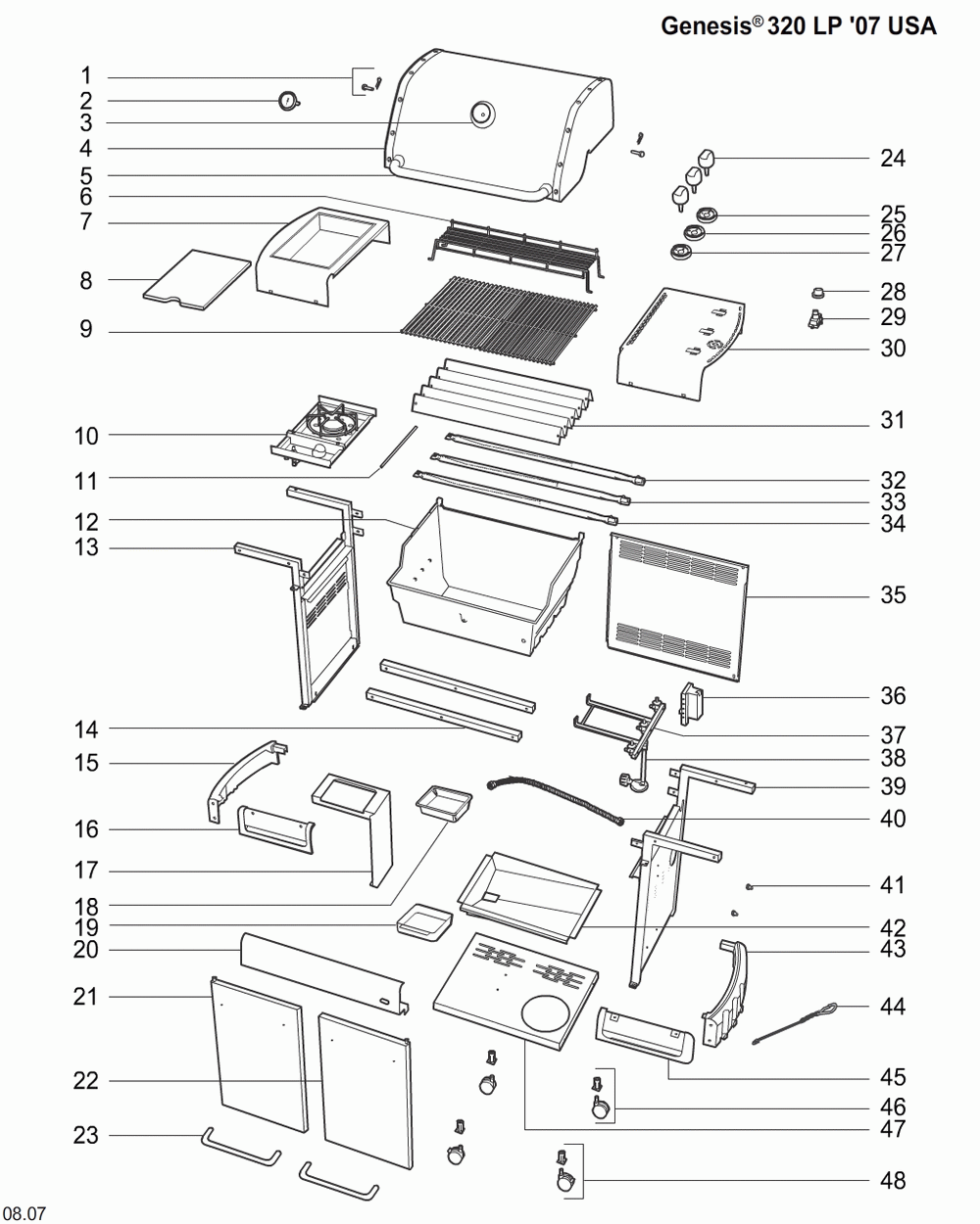 Diagram Diagram and Parts List for 3750101  Weber Grill