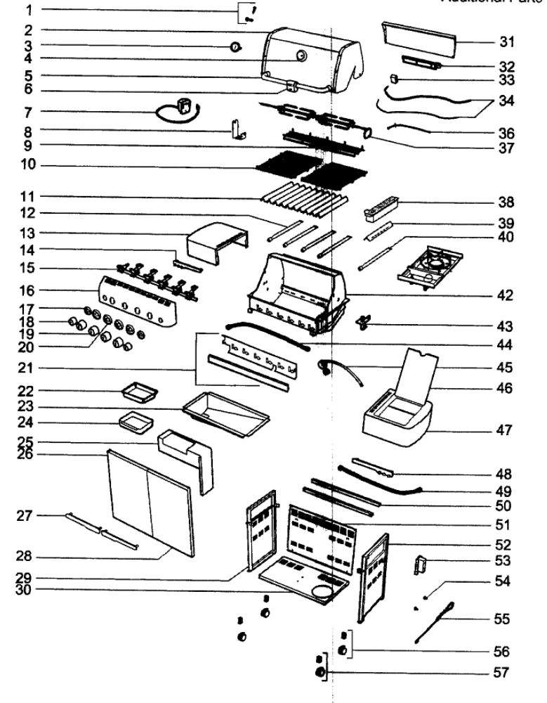 Grill Parts Diagram and Parts List for S-450 LP Weber Grill