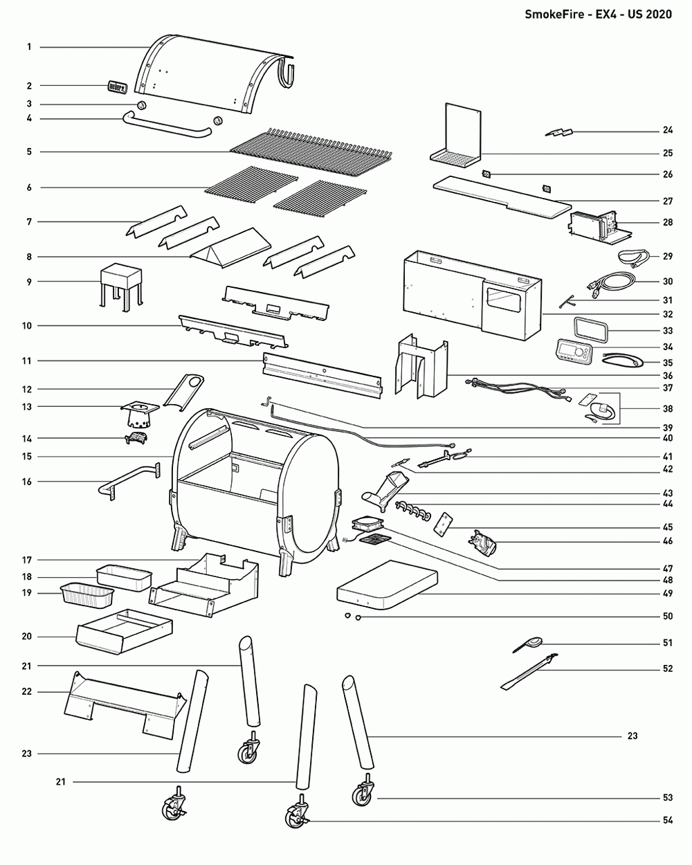 Diagram Diagram and Parts List for 22510001  Weber Smoker