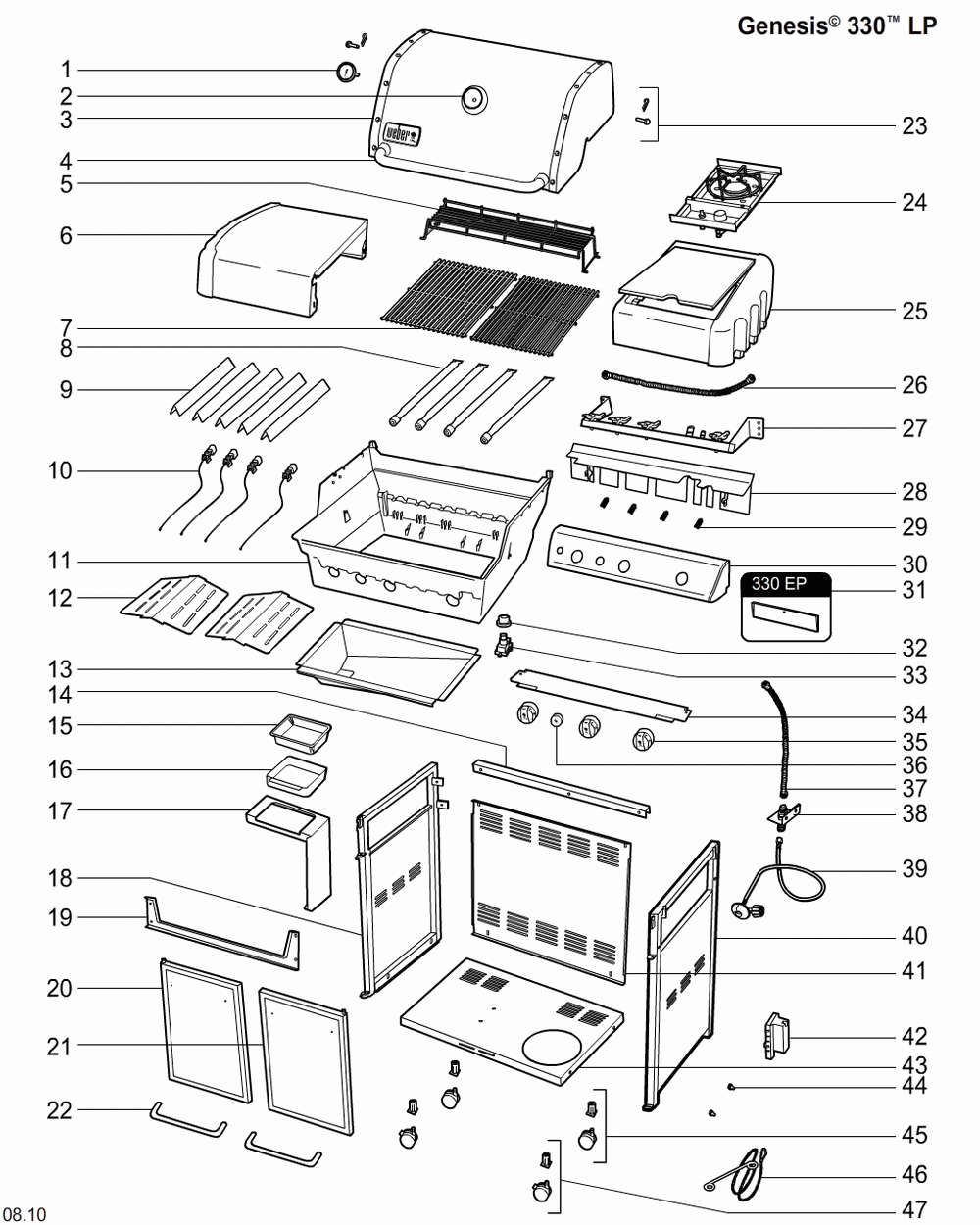 Diagram Diagram and Parts List for 6531301 2013 Weber Grill