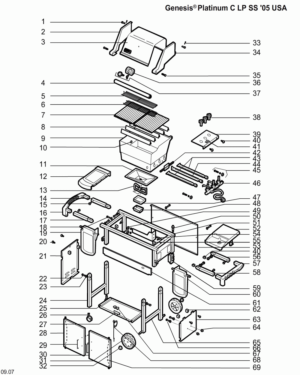 Diagram Diagram and Parts List for 6780309  Weber Grill
