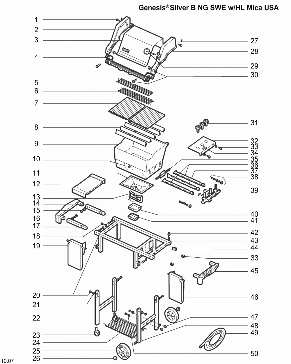 Diagram Diagram and Parts List for 2381609  Weber Grill