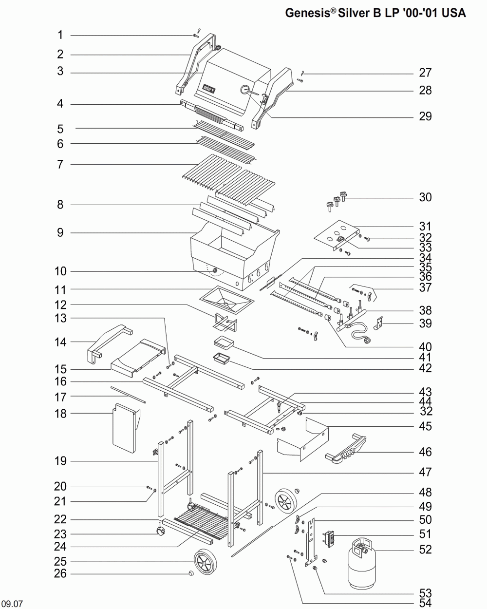 Diagram Diagram and Parts List for 2251609  Weber Grill