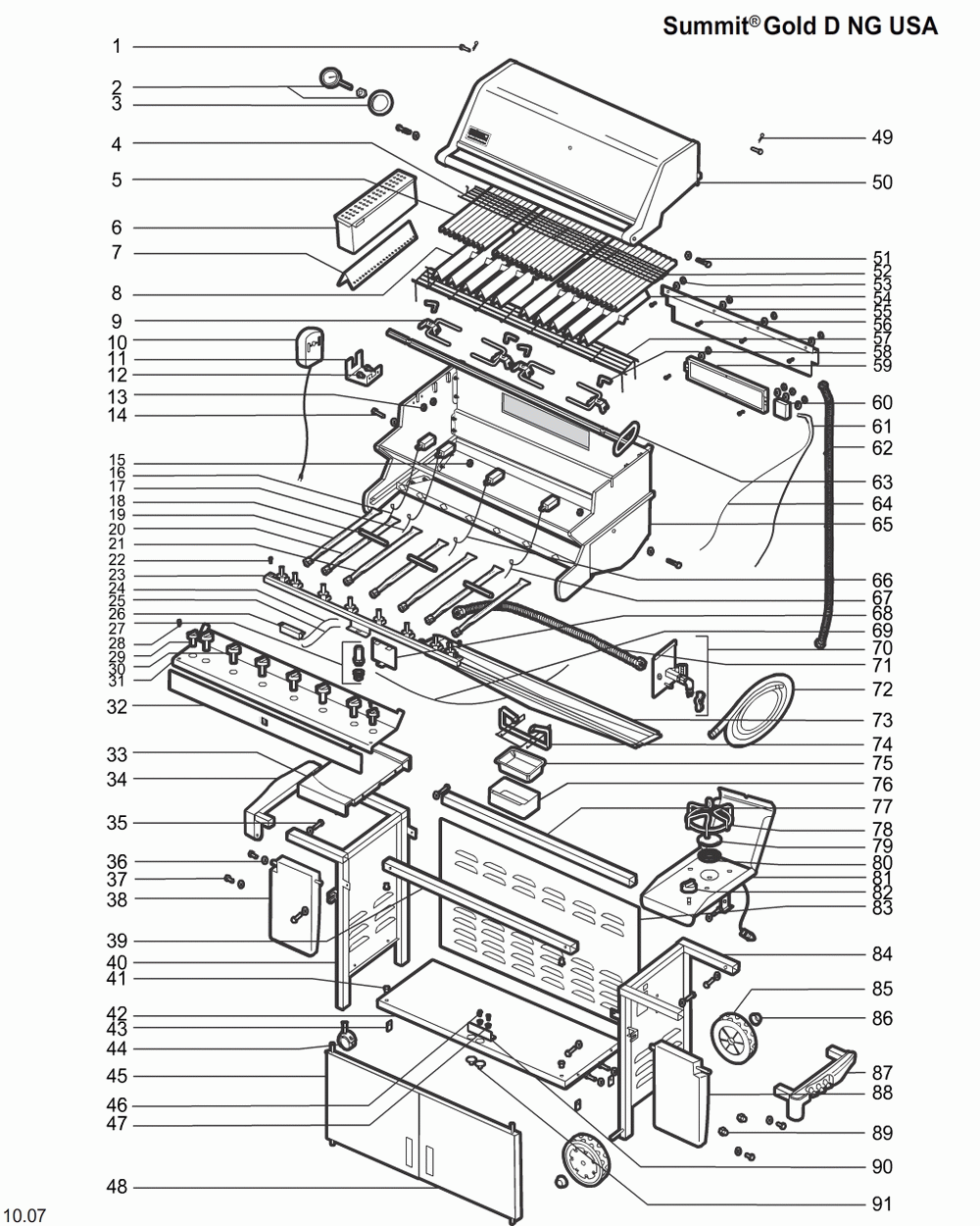 Diagram Diagram and Parts List for 5390009  Weber Grill