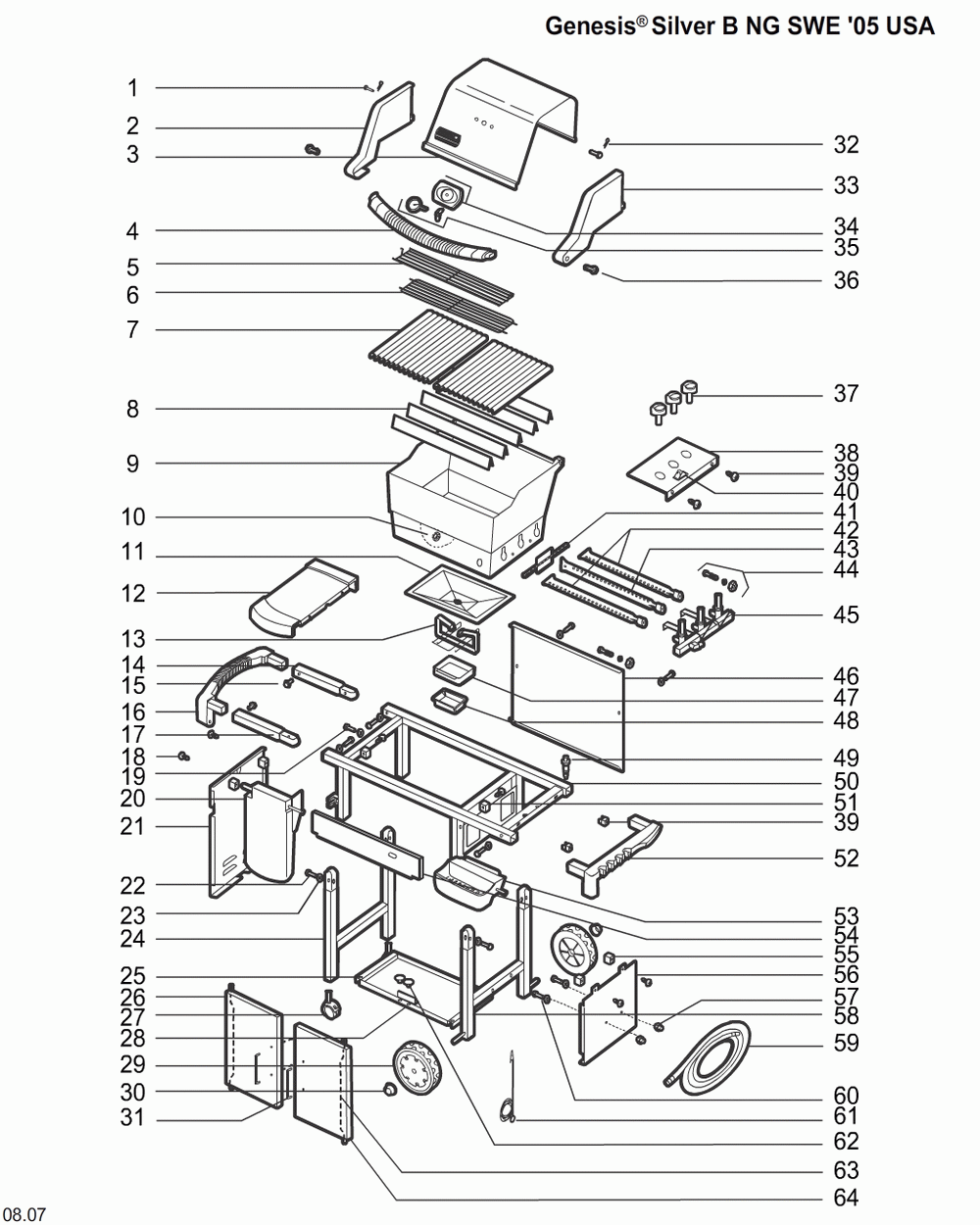 Diagram Diagram and Parts List for 6821409  Weber Grill