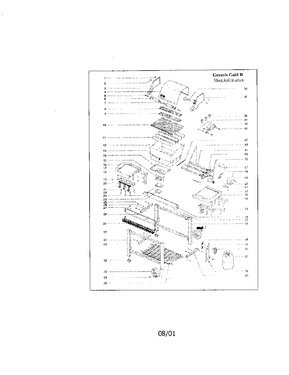 Gas Grill Diagram and Parts List for 3251001  Weber Grill