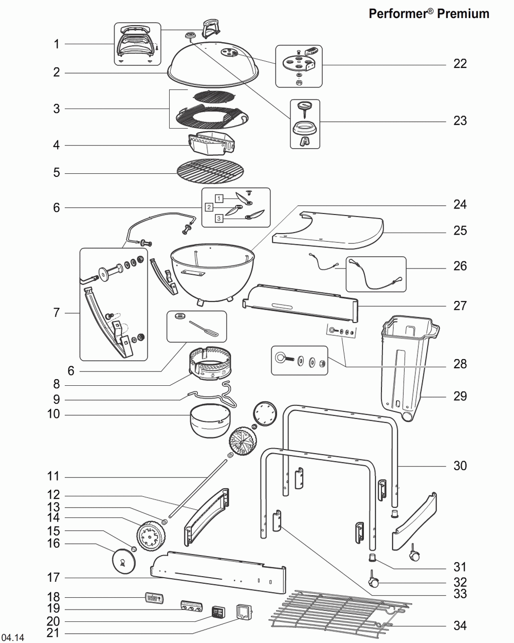 Diagram Diagram and Parts List for 15401001  Weber Grill