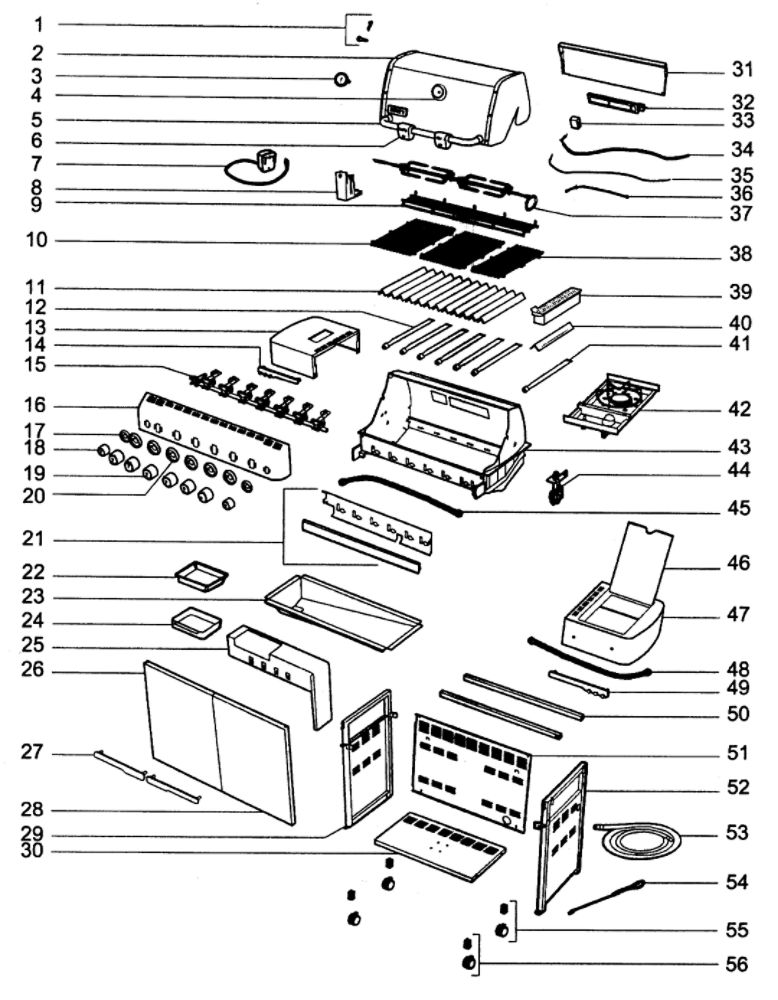 Grill Assembly Diagram and Parts List for E-650NG  Weber Grill