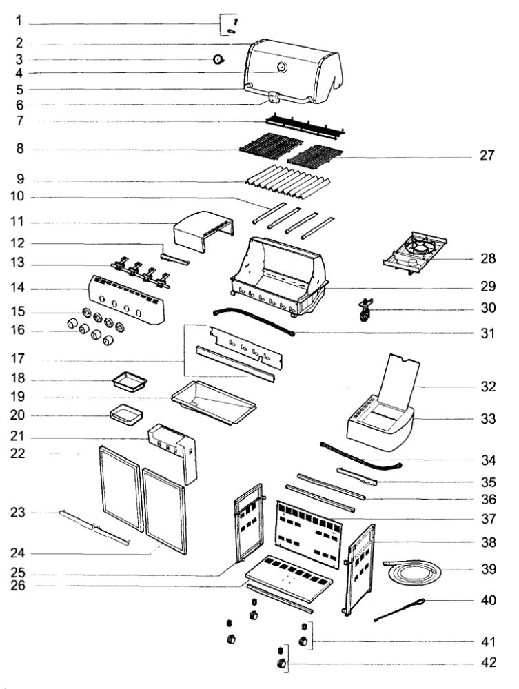 Grill Parts Diagram and Parts List for E420NG-2010  Weber Grill