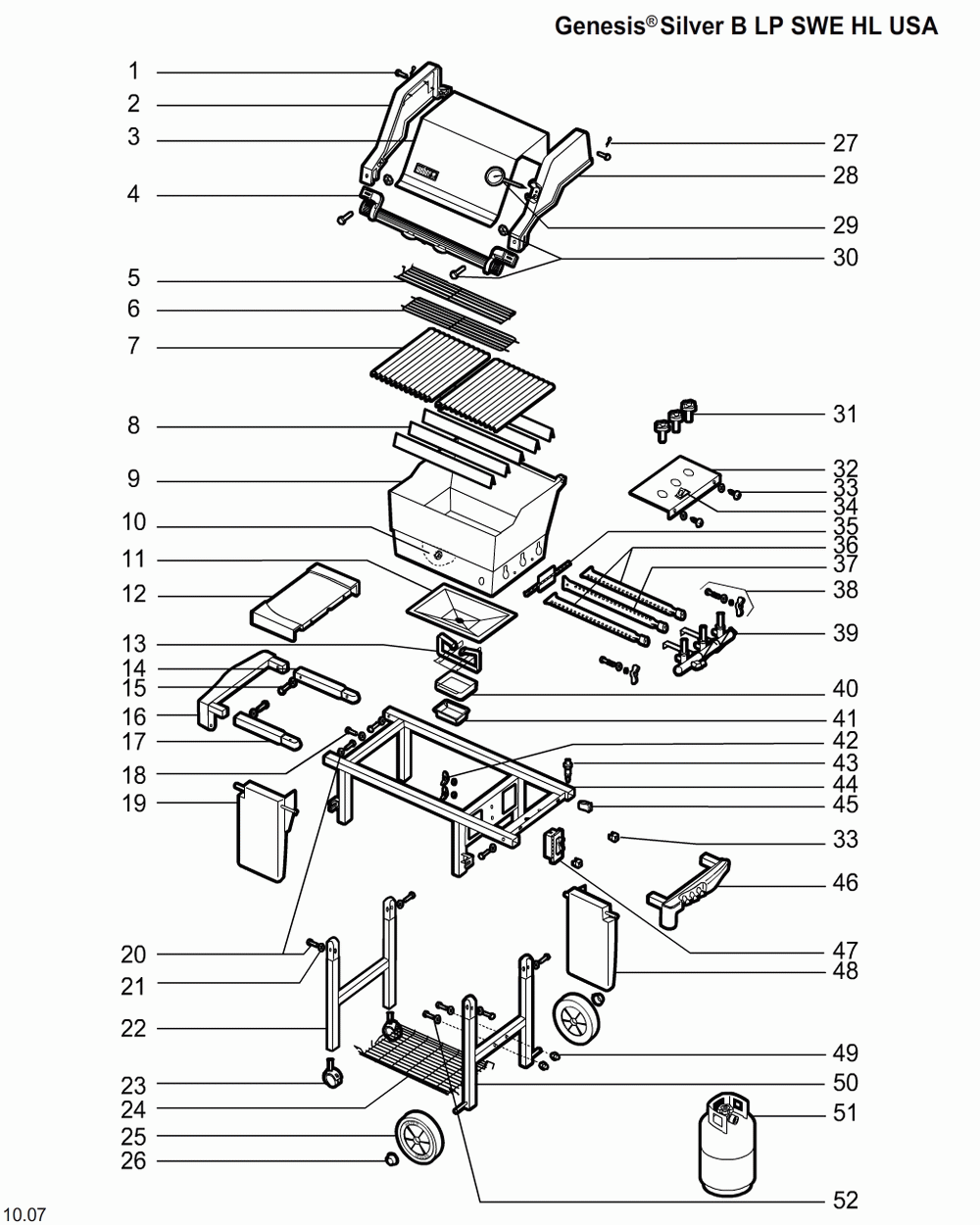 Diagram Diagram and Parts List for 2281609  Weber Grill