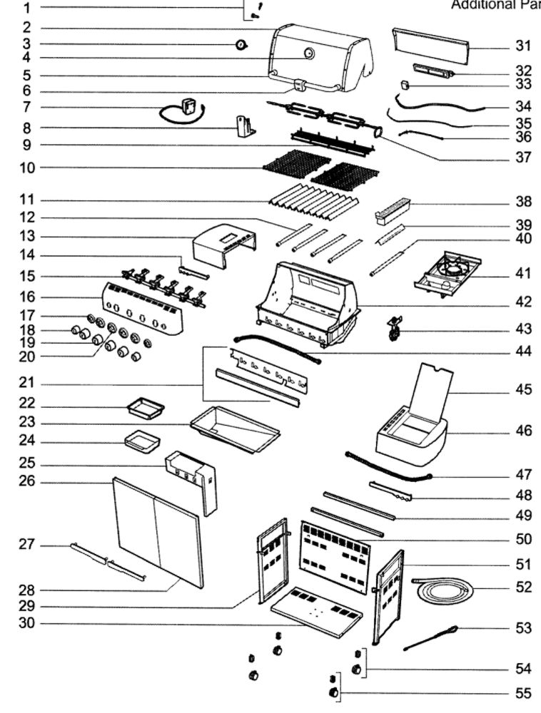 Cabinet Assembly Diagram and Parts List for E-450NG  Weber Grill