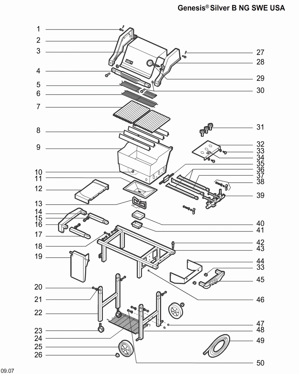 Diagram Diagram and Parts List for 2381009  Weber Grill