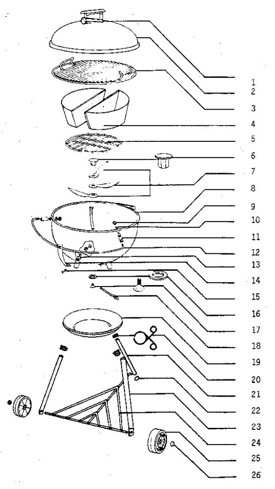 Replacement Parts Diagram and Parts List for 90000  Weber Grill