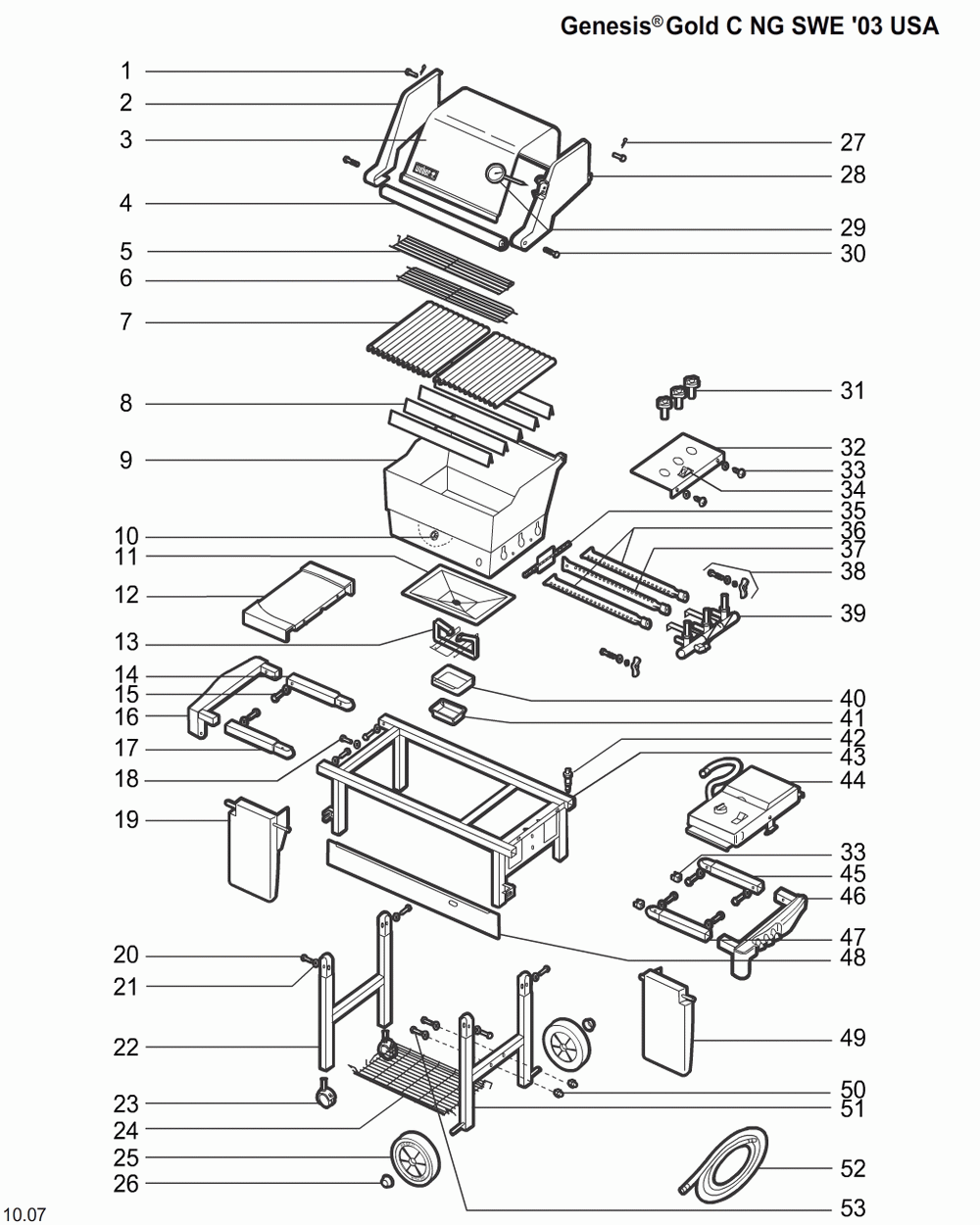 Diagram Diagram and Parts List for 3390009  Weber Grill