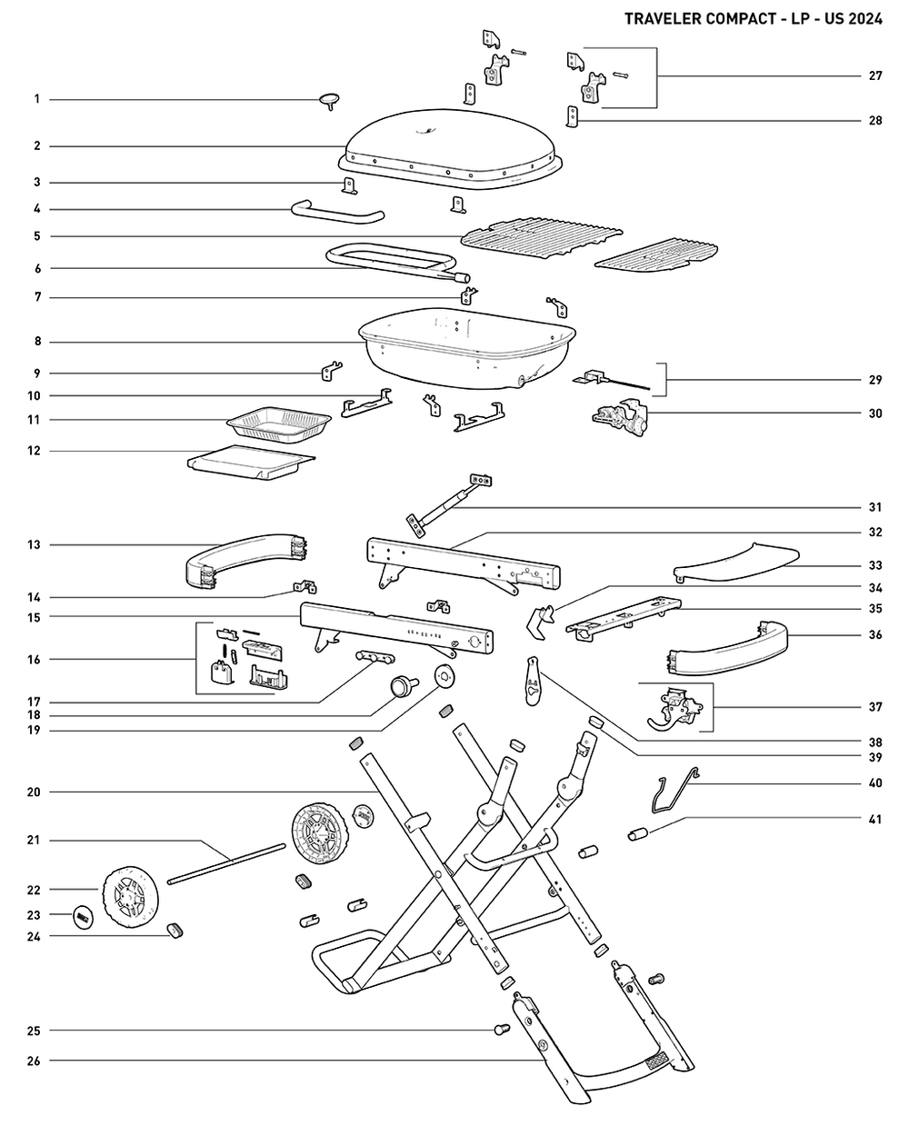Section 1 Diagram and Parts List for 1500460  Weber Built-In Cooking