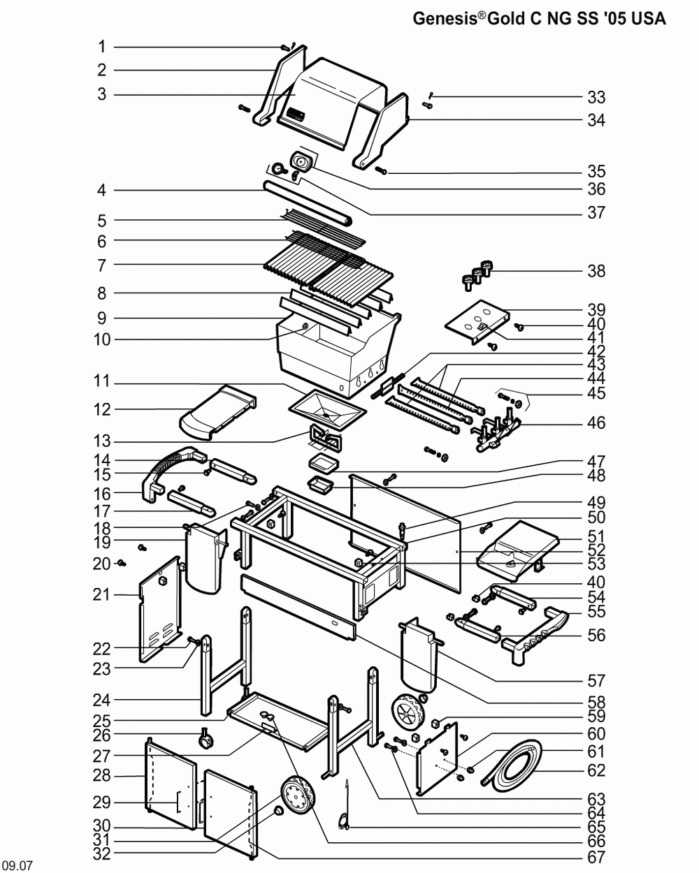 Diagram Diagram and Parts List for 6850009  Weber Grill