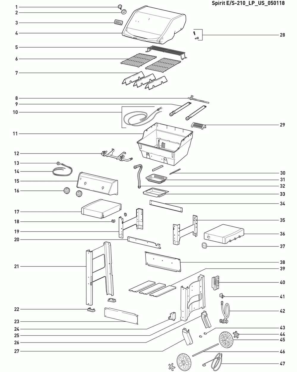 Diagram Diagram and Parts List for 44000001  Weber Grill
