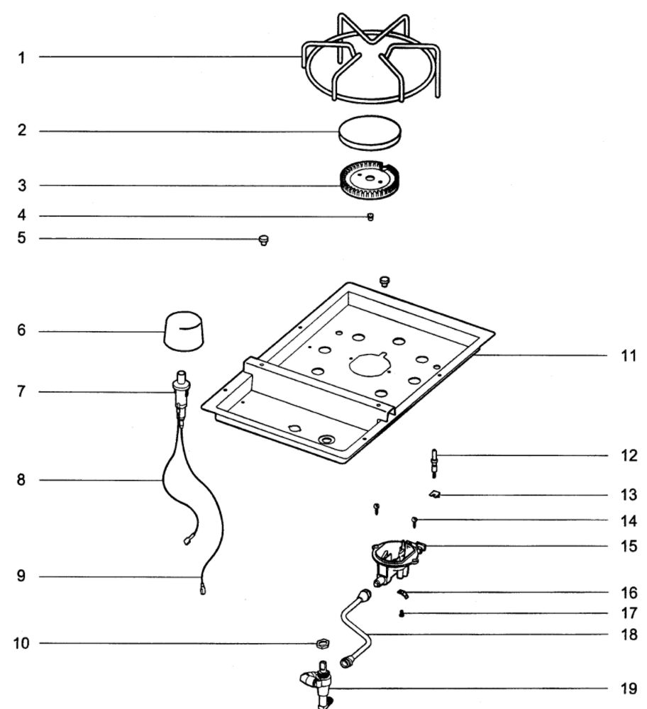 Side Burner Diagram and Parts List for E-650NG  Weber Grill