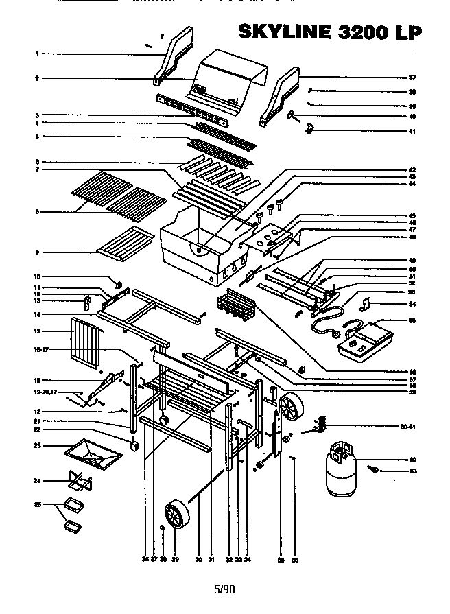 Skyline 3200 Lp Diagram and Parts List for SKYLINE 3200 LP Weber Grill