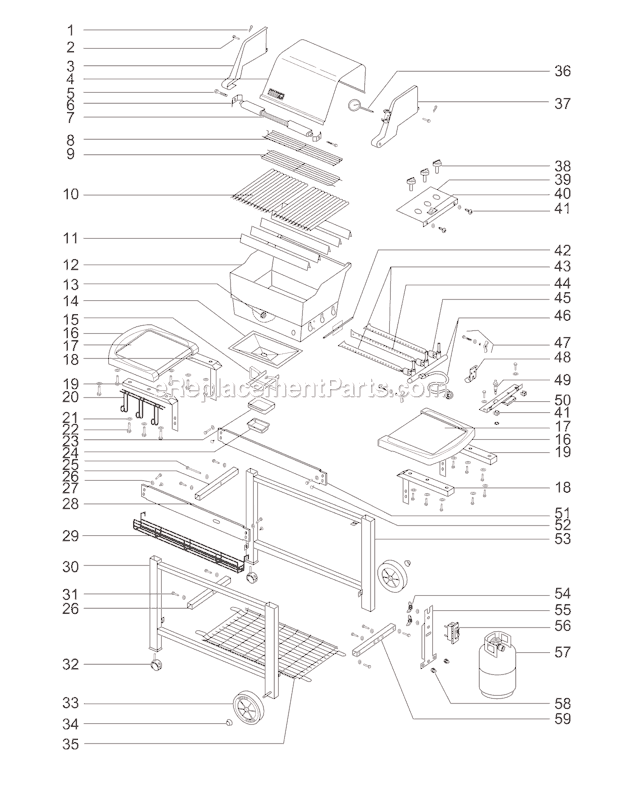 Page A Diagram and Parts List for 3251001 2000-2001 Weber Built-In Cooking